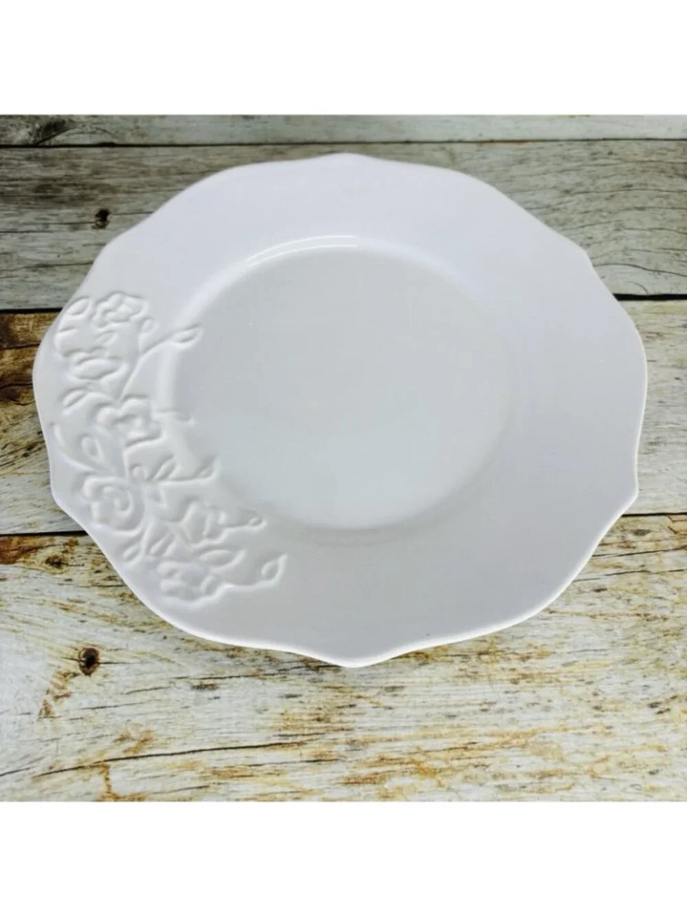 Better Homes And Gardens SUMMERDALE ROSE WHITE Stoneware Lunch Salad Plate Set 4